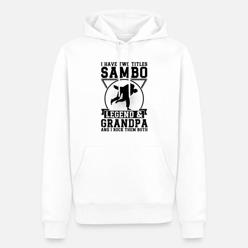 Sambo Grand-père Sambo Combattant - Sweat à capuche Premium bio Homme - blanc