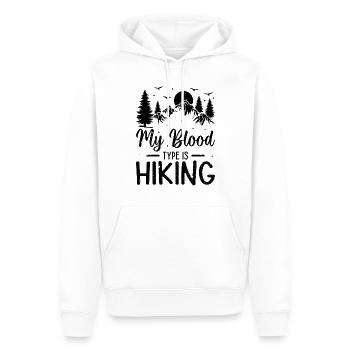 Mountain Hiking Lover - My blood type is Hiking - Männer Premium Bio Hoodie - Weiß - Vorne - Nico (187cm)
