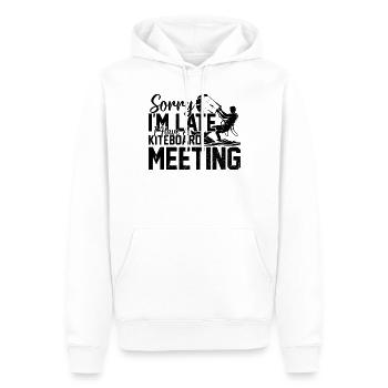 Sorry I'm late I have a Kiteboard meeting - - Men’s Premium Organic Hoodie - white - Front - Nico (187cm)