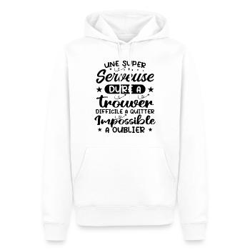 Une Super Serveuse - Cadeau serveuse - Sweat à capuche Premium bio Homme - blanc - Devant - Nico (187cm)