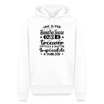 Une Super Handballeuse - Cadeau handballeuse - Sweat à capuche Premium bio Homme - blanc - Devant - Nico (187cm)