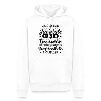 Une Super Judokate - Cadeau judokate - Sweat à capuche Premium bio Homme - blanc - Devant - Nico (187cm)