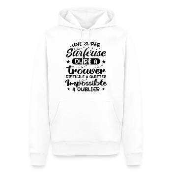 Une Super Surfeuse - Cadeau surfeuse - Sweat à capuche Premium bio Homme - blanc - Devant - Nico (187cm)