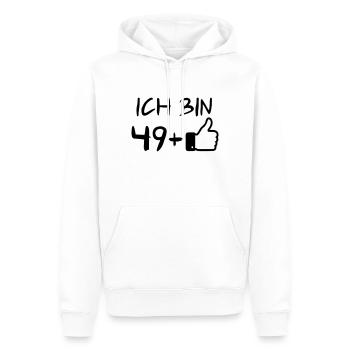 Ich bin 49+, 50. Geburtstag, 50er - Männer Premium Bio Hoodie - Weiß - Vorne - Nico (187cm)