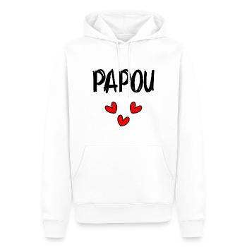 PAPOU. PAPA. FÊTE DES PÈRES. BONNE FÊTE PAPA - Sweat à capuche Premium bio Homme - blanc - Devant - Nico (187cm)