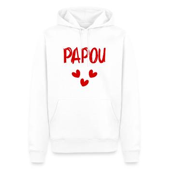 PAPOU. PAPA. FÊTE DES PÈRES. BONNE FÊTE PAPA - Sweat à capuche Premium bio Homme - blanc - Devant - Nico (187cm)