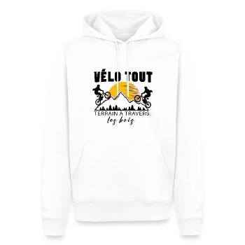 Vélo tout terrain à travers les bois - Sweat à capuche Premium bio Homme - blanc - Devant - Nico (187cm)
