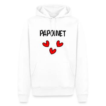 PAPOUNET. FÊTE DES PÈRES. BONNE FÊTE PAPA. PAPA - Sweat à capuche Premium bio Homme - blanc - Devant - Nico (187cm)