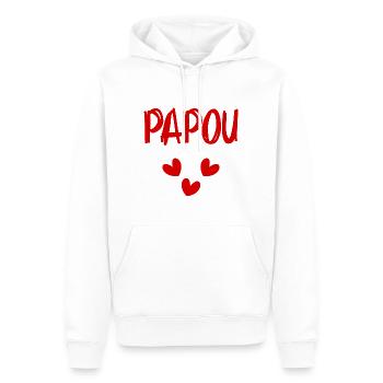 PAPA. FÊTE DES PÈRES. BONNE FÊTE PAPA. BONNE FÊTE - Sweat à capuche Premium bio Homme - blanc - Devant - Nico (187cm)