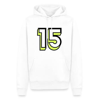 15. 15 JAHRE. 15-JÄHRIGES JUBILÄUM. GEBURTSTAG 15 JAHRE. - Männer Premium Bio Hoodie - Weiß - Vorne - Nico (187cm)