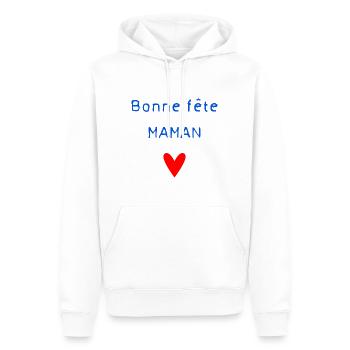 BONNE FÊTE. FÊTE DES MÈRES. FÊTE DES PÈRES. FÊTE - Sweat à capuche Premium bio Homme - blanc - Devant - Nico (187cm)