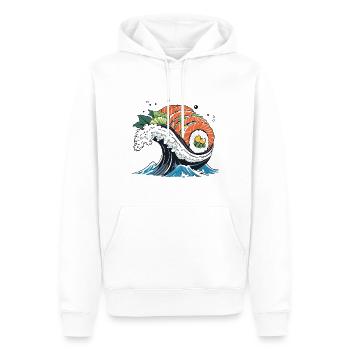 Ukiyo-E Sushi Welle Aesthetic Design - Männer Premium Bio Hoodie - Weiß - Vorne - Nico (187cm)