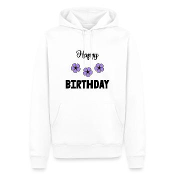 HAPPY BIRTHDAY. JOYEUX ANNIVERSAIRE. ANNIVERSAIRE. - Sweat à capuche Premium bio Homme - blanc - Devant - Nico (187cm)