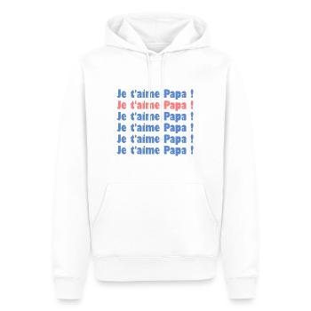 PAPA. FÊTE DES PÈRES. BONNE FÊTE PAPA. BONNE FÊTE - Sweat à capuche Premium bio Homme - blanc - Devant - Nico (187cm)
