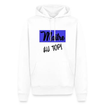 MASTER - Men’s Premium Organic Hoodie - white - Front - Nico (187cm)