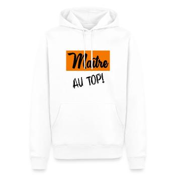 MEISTER. GELIEBTE. VIELEN DANK. - Männer Premium Bio Hoodie - Weiß - Vorne - Nico (187cm)