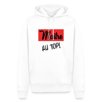 MEISTER. MEISTER. VIELEN DANK. DANKE, MEISTER - Männer Premium Bio Hoodie - Weiß - Vorne - Nico (187cm)