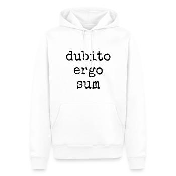 dubito ergo sum - ich zweifle also bin ich -Spruch - Männer Premium Bio Hoodie - Weiß - Vorne - Nico (187cm)