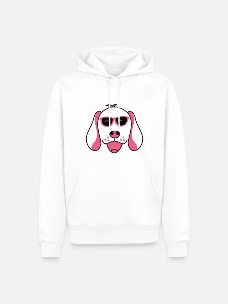 Ein lustiger Hund mit der rosa roten Brille Hunde - Männer Premium Bio Hoodie - Weiß