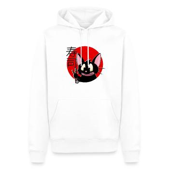 Chat, Japon, Sushi, Manga, Sketchlu, T-shirt, chat - Sweat à capuche Premium bio Homme - blanc - Devant - Nico (187cm)