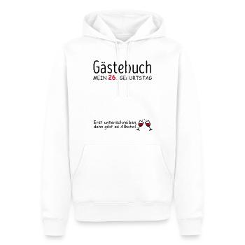 Gästebuch 26. Geburtstag Glückwunsch Zu 26 Jahren - Männer Premium Bio Hoodie - Weiß - Vorne - Nico (187cm)