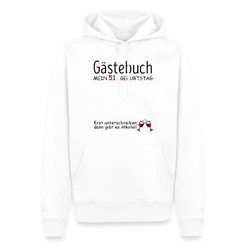 Gästebuch 51. Geburtstag Glückwunsch Zu 51 Jahren - Männer Premium Bio Hoodie - Weiß - Vorne - Nico (187cm)