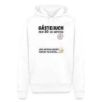 20. Geburtstag Gästebuch Party 20 Jahre - Männer Premium Bio Hoodie - Weiß - Vorne - Nico (187cm)