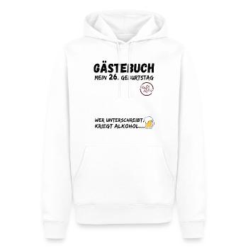 26. Geburtstag Gästebuch Party 26 Jahre - Männer Premium Bio Hoodie - Weiß - Vorne - Nico (187cm)