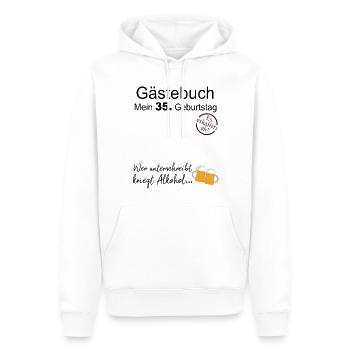 35. Geburtstag Gästebuch Geschenk Zum Geburtstag - Männer Premium Bio Hoodie - Weiß - Vorne - Nico (187cm)