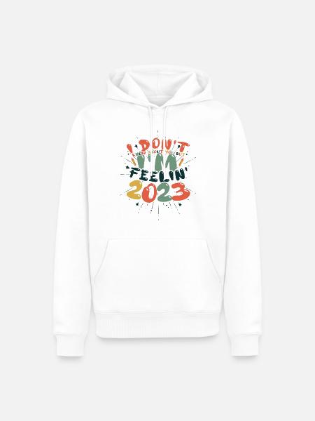 Feeling 2023 Hallo 2023 Frohes Neues Jahr - Männer Premium Bio Hoodie - Weiß
