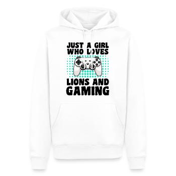 Gamer und Löwen: Videospiele und Wild Force - Männer Premium Bio Hoodie - Weiß - Vorne - Nico (187cm)