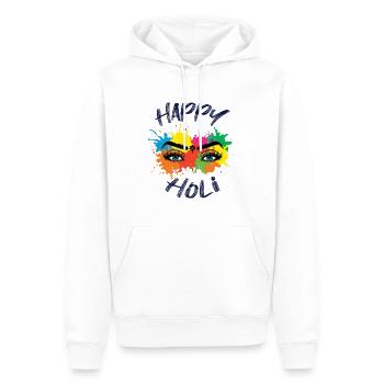 Happy Holi Festival Motif Oeil Coloré - Sweat à capuche Premium bio Homme - blanc - Devant - Nico (187cm)