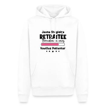 Jeune stagiaire retraitée formation en cours - Sweat à capuche Premium bio Homme - blanc - Devant - Nico (187cm)