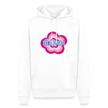 MERCI. MAÎTRESSE. MAÎTRE. MERCI MAÎTRESSE - Sweat à capuche Premium bio Homme - blanc - Devant - Nico (187cm)
