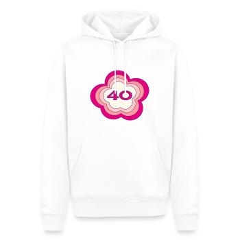 40. 40 ANS. 40e ANNIVERSAIRE. ANNIVERSAIRE 40 ANS. - Sweat à capuche Premium bio Homme - blanc - Devant - Nico (187cm)