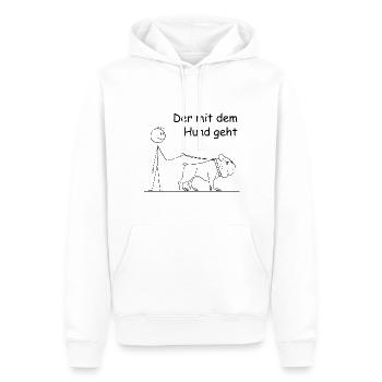 Der mit dem Hund Geht lustiger Stickman geht Gassi - Männer Premium Bio Hoodie - Weiß - Vorne - Nico (187cm)