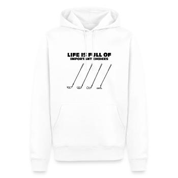 La vie est pleine de choix Citations de golf amusantes - Sweat à capuche Premium bio Homme - blanc - Devant - Nico (187cm)