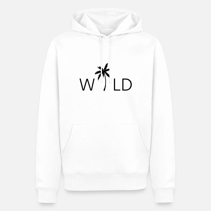 Dziki - Ekologiczna męska bluza z kapturem Premium - biały