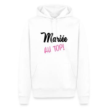 MARIEE. COEUR. COUPLE. JUST MARRIED. EVJF - Sweat à capuche Premium bio Homme - blanc - Devant - Nico (187cm)