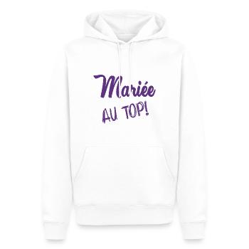 MARIEE. FUTURE MARIEE. EVJF - Sweat à capuche Premium bio Homme - blanc - Devant - Nico (187cm)