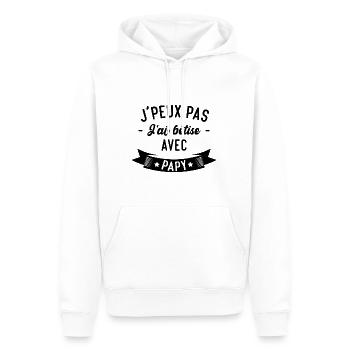 J'peux pas j'ai bêtise avec papy - Sweat à capuche Premium bio Homme - blanc - Devant - Nico (187cm)
