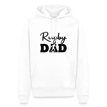 Rugby Papa - Sweat à capuche Premium bio Homme - blanc - Devant - Nico (187cm)