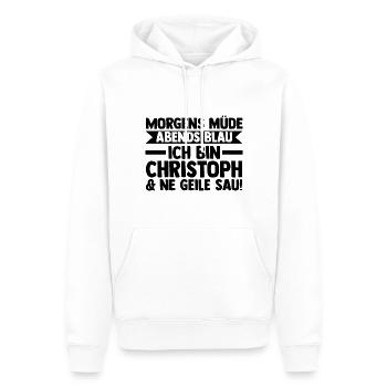 Prénom Chris Christoph - Sweat à capuche Premium bio Homme - blanc - Devant - Nico (187cm)
