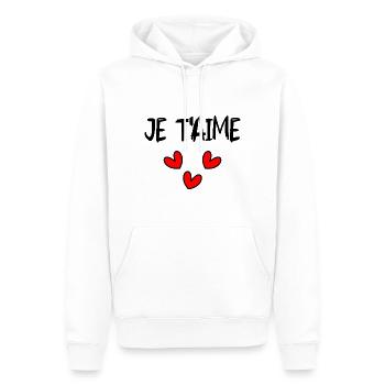 I LOVE YOU. LOVE. SAINT VALENTIN. EVJF. JE T'AIME. - Sweat à capuche Premium bio Homme - blanc - Devant - Nico (187cm)