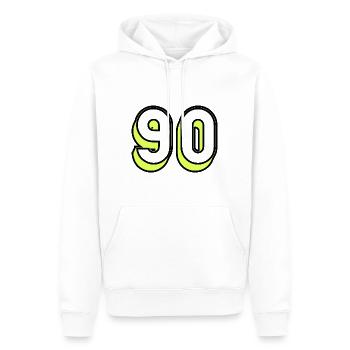 90. ANNIVERSAIRE. HAPPY BIRTHDAY - Sweat à capuche Premium bio Homme - blanc - Devant - Nico (187cm)