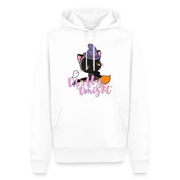 Chat sur balai avec petit boo Laisse voler ce soir - Sweat à capuche Premium bio Homme - blanc - Devant - Nico (187cm)