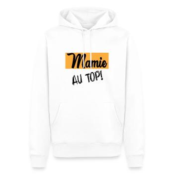 MAMIE - Sweat à capuche Premium bio Homme - blanc - Devant - Nico (187cm)