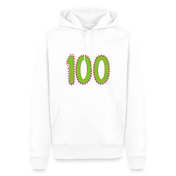 100. 100 ANS. 100e ANNIVERSAIRE. ANNIVERSAIRE 100 - Sweat à capuche Premium bio Homme - blanc - Devant - Nico (187cm)