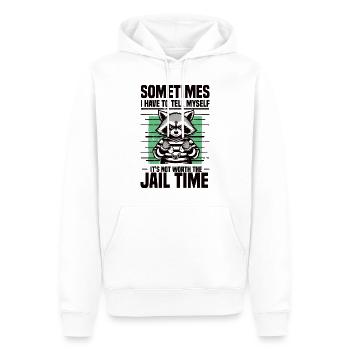 Je dois me dire que ça ne vaut pas la peine d’aller en prison - Sweat à capuche Premium bio Homme - blanc - Devant - Nico (187cm)