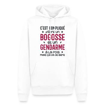 Es ist kompliziert, ein Bogosse und ein Gendarm zu sein - Männer Premium Bio Hoodie - Weiß - Vorne - Nico (187cm)
